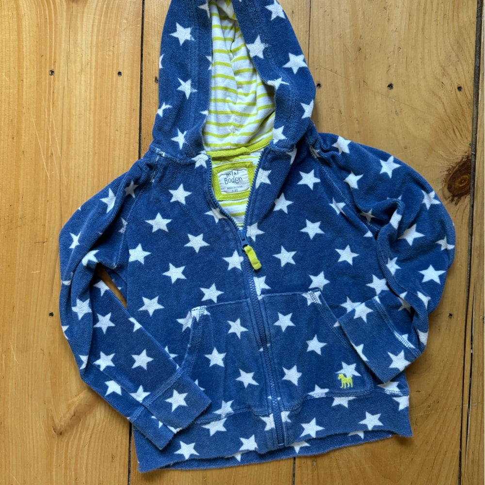 Mini Boden zip up terry hoodie size 7-8yrs